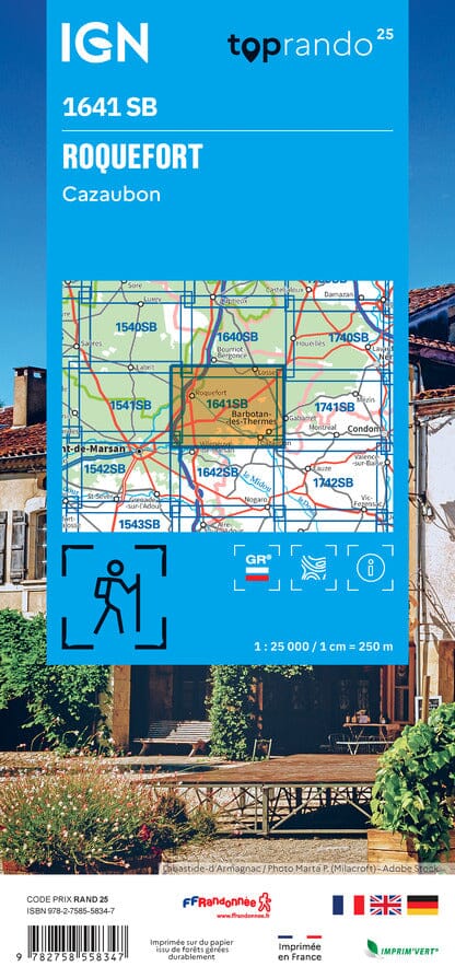 Carte de randonnée IGN Série Bleue n° 1641 - Roquefort, Cazaubon carte de randonnée IGN 
