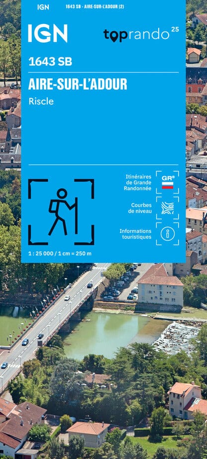 Carte de randonnée IGN Série Bleue n° 1643 - Aire-sur-l'Adour, Riscle carte de randonnée IGN 