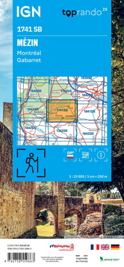 Carte de randonnée IGN Série Bleue n° 1741 - Mézin, Montréal, Gabarret carte de randonnée IGN 