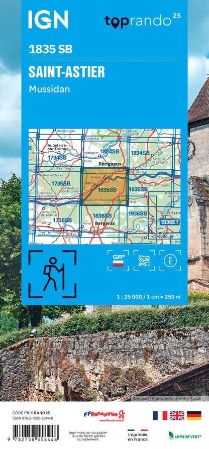 Carte de randonnée IGN Série Bleue n° 1835 - Saint-Astier, Mussidan carte de randonnée IGN 