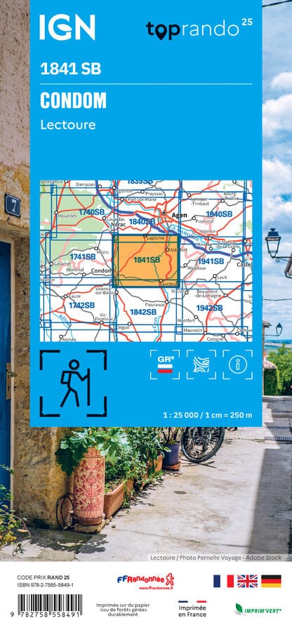 Carte de randonnée IGN Série Bleue n° 1841 - Condom, Lectoure carte de randonnée IGN