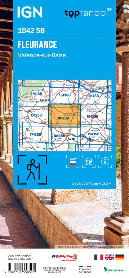 Carte de randonnée IGN Série Bleue n° 1842 - Fleurance, Valence-sur-Baïse carte de randonnée IGN