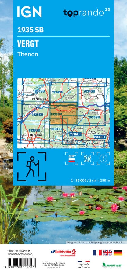 Carte de randonnée IGN Série Bleue n° 1935 - Vergt, Thenon carte de randonnée IGN 