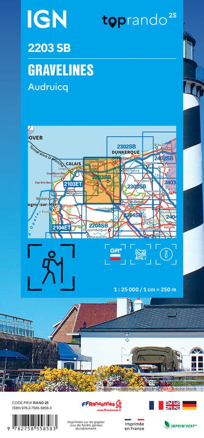 Carte de randonnée IGN Série Bleue n° 2203 - Gravelines, Audruicq carte de randonnée IGN 