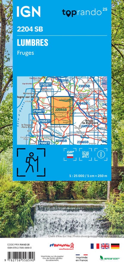 Carte de randonnée IGN Série Bleue n° 2204 - Lumbres, Fruges carte de randonnée IGN 