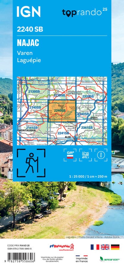 Carte de randonnée IGN Série Bleue n° 2240 - Najac, Varen, Laguépie carte de randonnée IGN