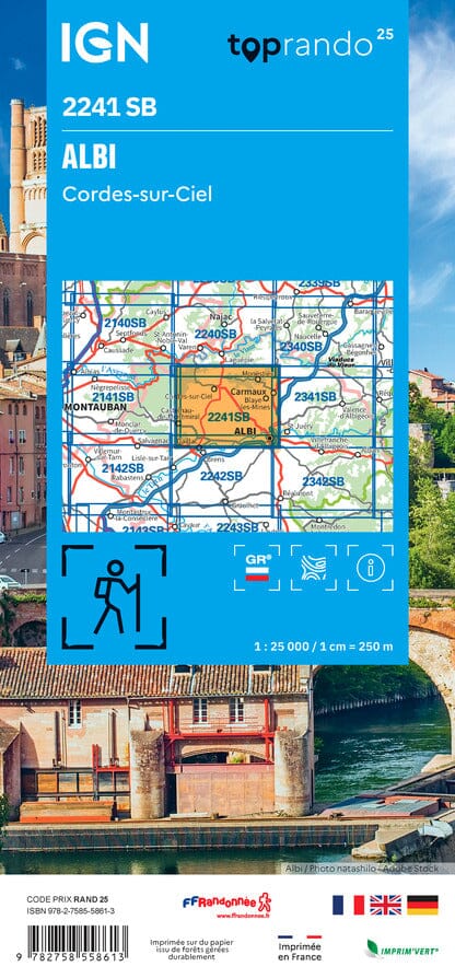 Carte de randonnée IGN Série Bleue n° 2241 - Albi, Cordes-sur-Ciel carte de randonnée IGN