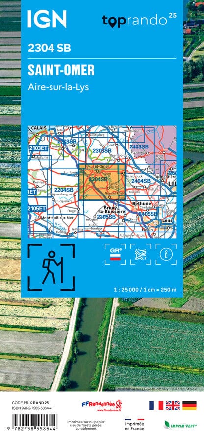 Carte de randonnée IGN Série Bleue n° 2304 - Saint-Omer, Aire-sur-la-Lys carte de randonnée IGN 