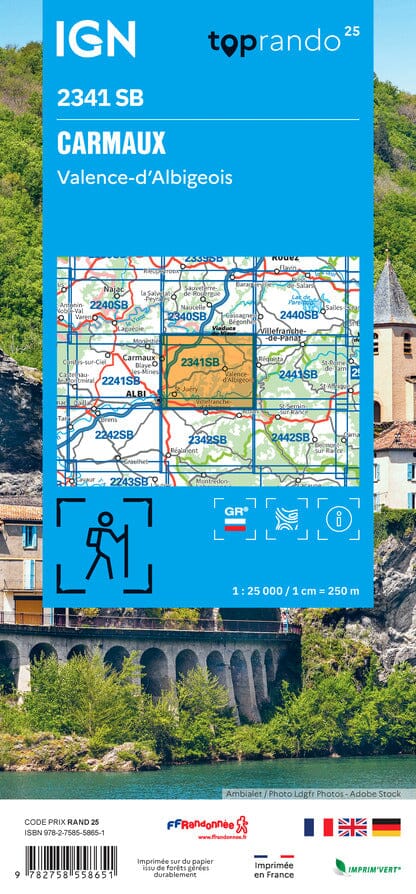 Carte de randonnée IGN Série Bleue n° 2341 - Carmaux, Valence-d'Albigeois carte de randonnée IGN