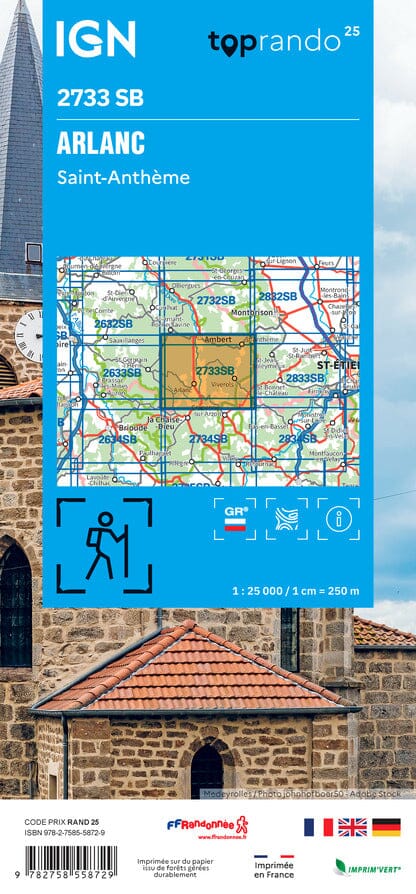 Carte de randonnée IGN Série Bleue n° 2733 - Arlanc, Saint-Anthème carte de randonnée IGN 