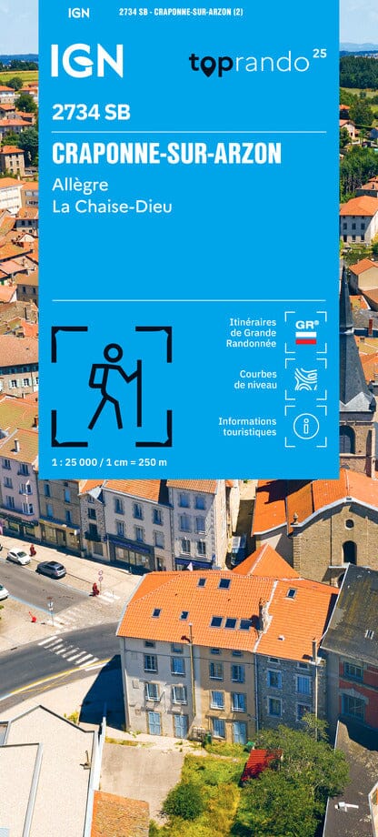 Carte de randonnée IGN Série Bleue n° 2734 - Craponne-sur-Arzon, Allègre, La Chaise-Dieu carte de randonnée IGN 