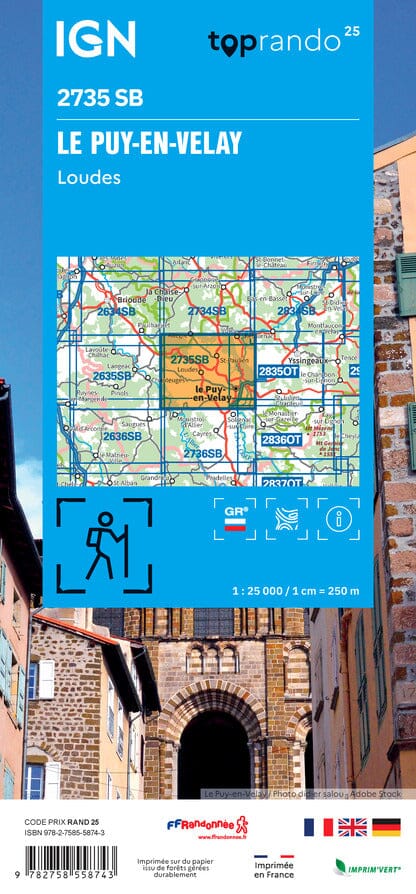 Carte de randonnée IGN Série Bleue n° 2735 - Le Puy-en-Velay, Loudes carte de randonnée IGN 