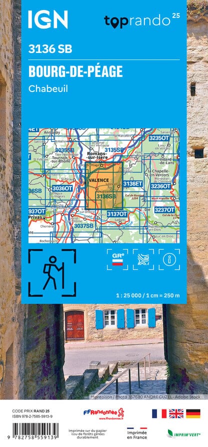 Carte de randonnée IGN Série Bleue n° 3136 - Bourg-de-Péage, Chabeuil carte de randonnée IGN