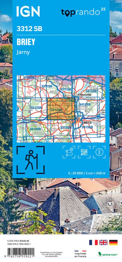 Carte de randonnée IGN Série Bleue n° 3312 - Briey, Jarny carte de randonnée IGN 
