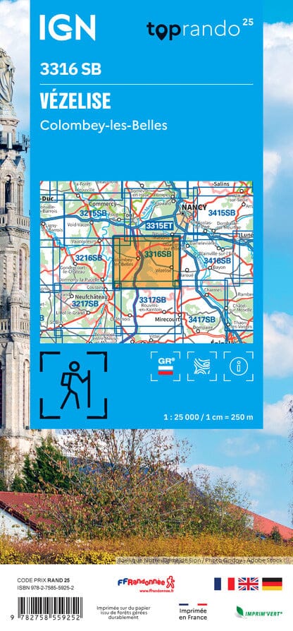 Carte de randonnée IGN Série Bleue n° 3316 - Vézelise, Colombey-les-Belles carte de randonnée IGN 