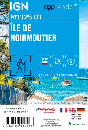 Carte de randonnée IGN Top 25 Mini n° M1125 OT - Ile de Noirmoutier carte de randonnée IGN 