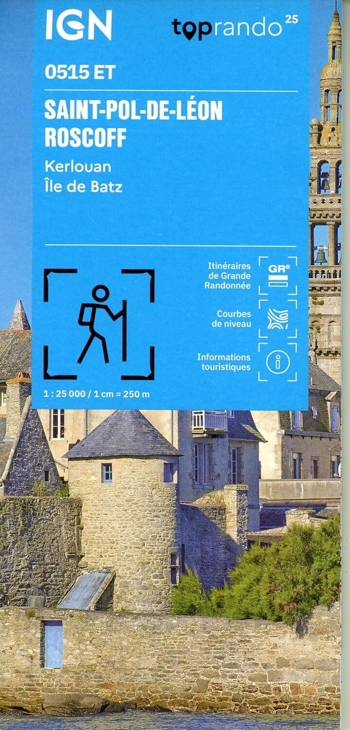 Carte de randonnée IGN TOP 25 n° 0515 ET - Saint-Paul-de-Léon, Roscoff, Kerlouan, Ile de Batz carte de randonnée IGN 