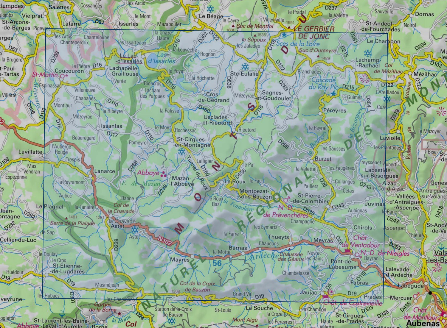 Carte de randonnée IGN TOP 25 n° 2837 OT - Lac d'Issarlès, Thueyts, Sources de la Loire carte de randonnée IGN 