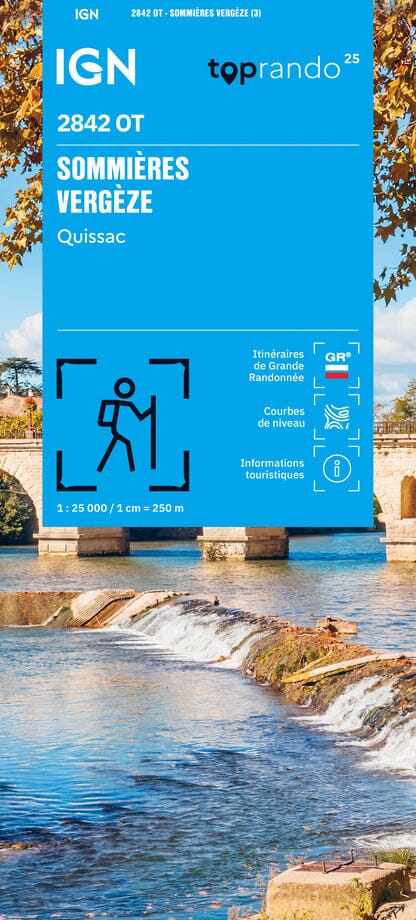 Carte de randonnée IGN TOP 25 n° 2842 OT - Sommières, Vergèze, Quissac carte de randonnée IGN 