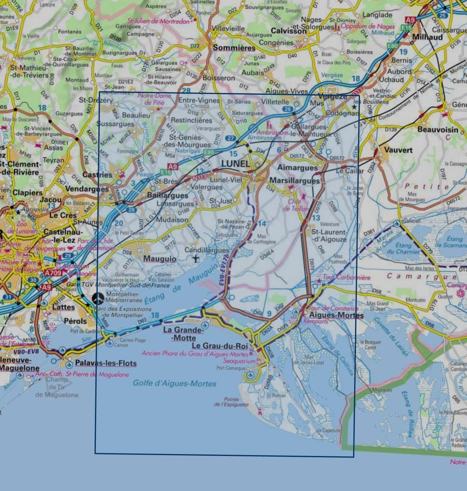 Carte de randonnée IGN TOP 25 n° 2843 OT - Aigues-Mortes, La Grande-Motte carte de randonnée IGN 