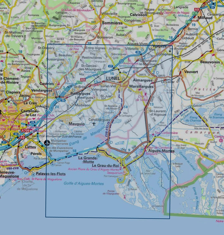 Carte de randonnée IGN TOP 25 n° 2843 OT - Aigues-Mortes, La Grande-Motte carte de randonnée IGN 