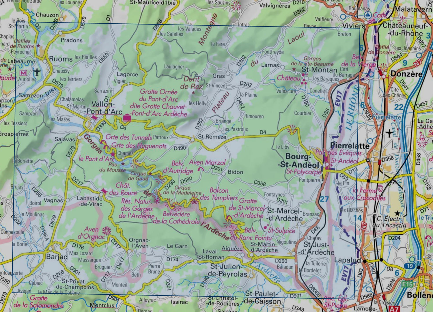 Carte de randonnée IGN TOP 25 n° 2939 OT - Gorges de l'Ardèche, Bourg-Saint-Andéol, Vallon-Pont-d'Arc carte de randonnée IGN 