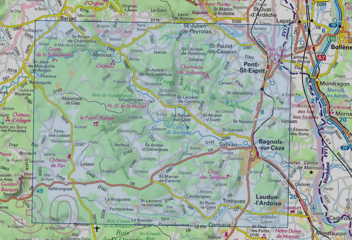 Carte de randonnée IGN TOP 25 n° 2940 OT - Bagnols-sur-Cèze, Pont-Saint-Esprit, Gorges de la Cèze carte de randonnée IGN 