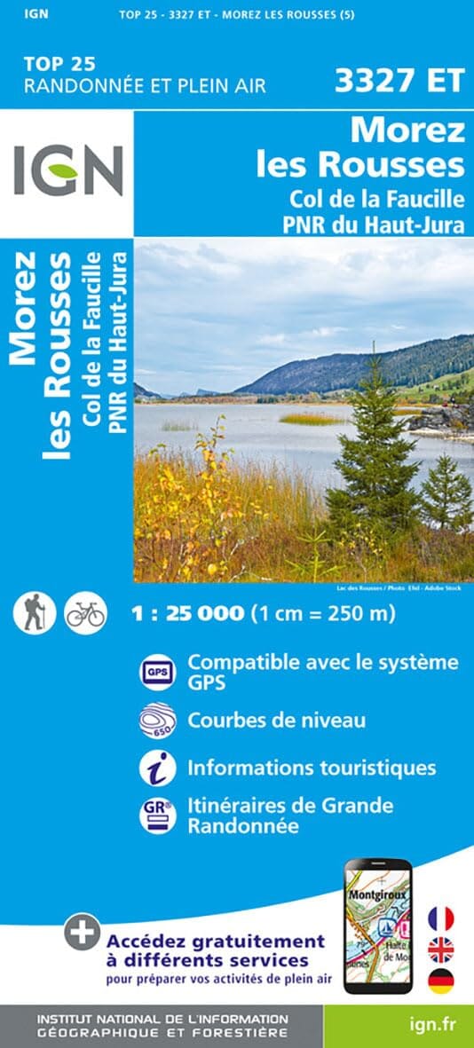 Carte de randonnée IGN TOP 25 n° 3327 ET - Morez, les Rousses & Col de la Faucille (PNR du Haut Jura) carte de randonnée IGN 