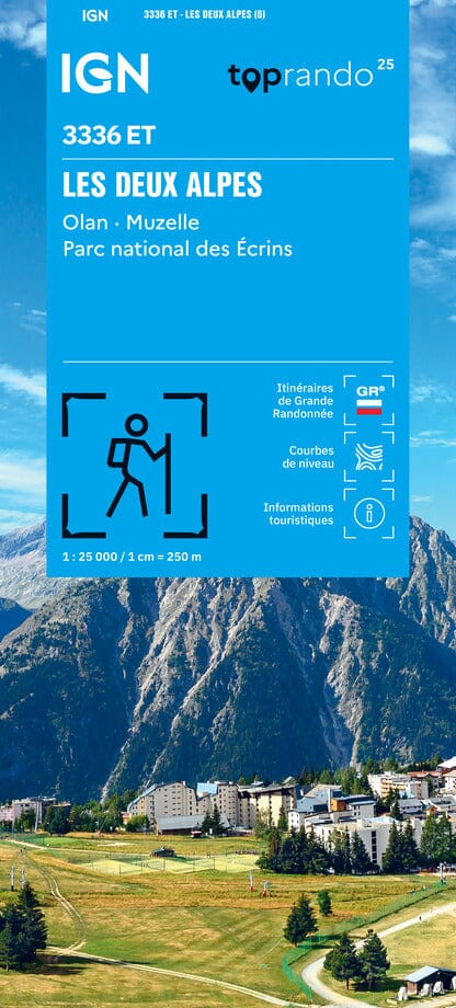 Carte de randonnée IGN TOP 25 n° 3336 ET - Les Deux Alpes, Olan & Muzelle (PNR des Ecrins, Alpes) carte de randonnée IGN 