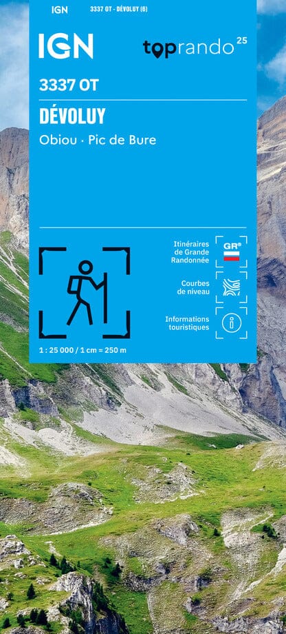 Carte de randonnée IGN TOP 25 n° 3337 OT - Massif de Dévoluy, Obiou & Pic de Bure (Alpes) carte de randonnée IGN 