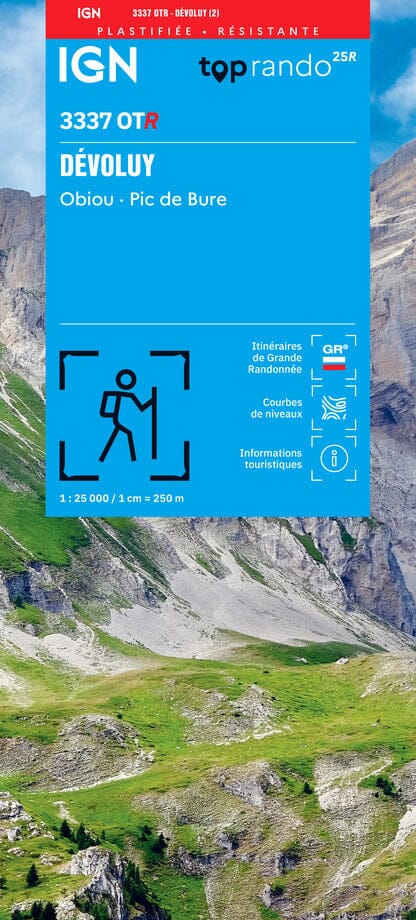 Carte de randonnée IGN TOP 25 n° 3337 OTR (résistante) - Massif de Dévoluy, Obiou & Pic de Bure (Alpes) carte de randonnée IGN 