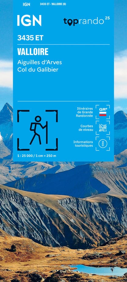 Carte de randonnée IGN TOP 25 n° 3435 ET - Valloire, Aiguilles d'Arves & Col du Galibier (Alpes) carte de randonnée IGN 