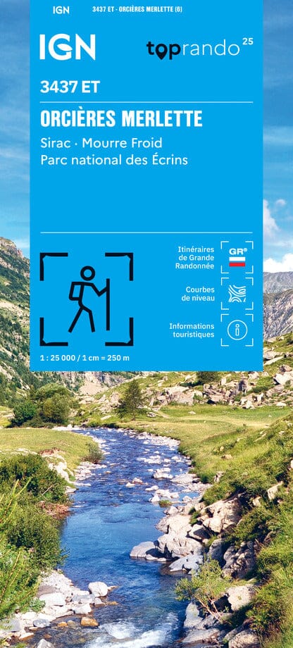 Carte de randonnée IGN TOP 25 n° 3437 ET - Orcières-Merlette (Parc national des Ecrins) carte de randonnée IGN 