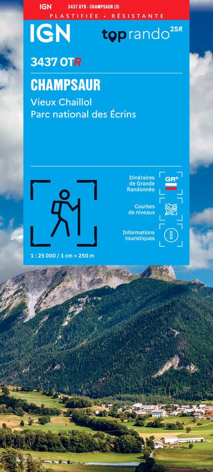 Carte de randonnée IGN TOP 25 n° 3437 OTR (Résistante) - Champsaur, Vieux Chaillol, PN des Ecrins carte de randonnée IGN 
