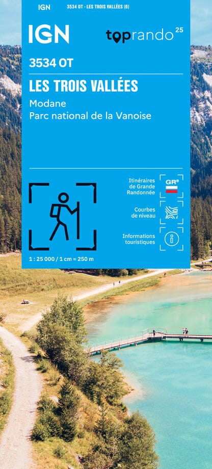 Carte de randonnée IGN TOP 25 n° 3534 OT - Les Trois Vallées & Modane, Parc national de la Vanoise carte de randonnée IGN 