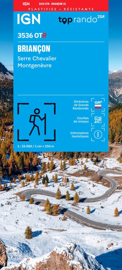 Carte de randonnée IGN TOP 25 n° 3536 OTR (résistante) - Briançon, Serre Chevalier & Montgenèvre carte de randonnée IGN 