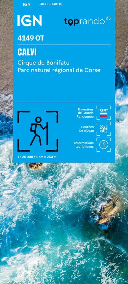 Carte de randonnée IGN TOP 25 n° 4149 OT - Calvi, Cirque de Bonifatu (PNR de Corse) carte de randonnée IGN 