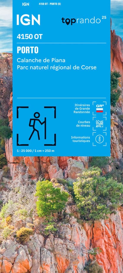 Carte de randonnée IGN TOP 25 n° 4150 OT - Porto, Calanche de Piana (PNR de Corse) carte de randonnée IGN 