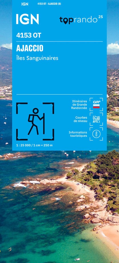 Carte de randonnée IGN TOP 25 n° 4153 OT - Ajaccio, Iles Sanguinaires carte de randonnée IGN 