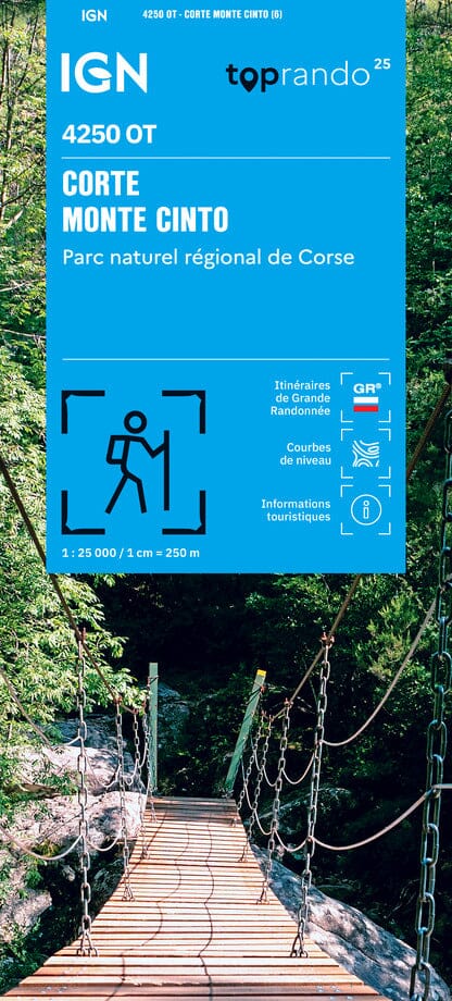 Carte de randonnée IGN TOP 25 n° 4250 OT - Corte, Monte Cinto, PNR de Corse carte de randonnée IGN 