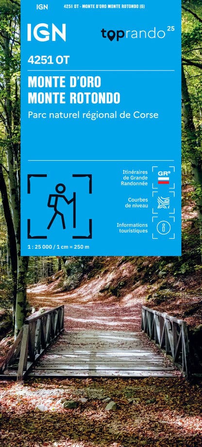 Carte de randonnée IGN TOP 25 n° 4251 OT - Monte d'Oro, Monte Rotondo (PNR de Corse) carte de randonnée IGN 