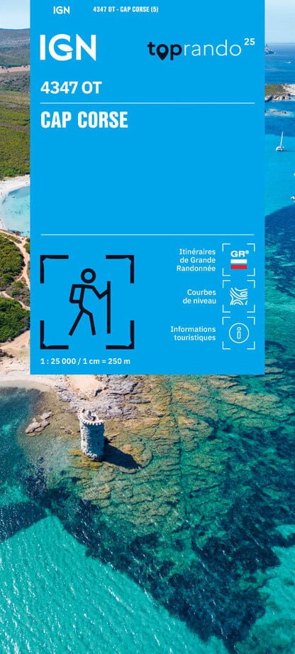 Carte de randonnée IGN TOP 25 n° 4347 OT - Cap Corse carte de randonnée IGN 