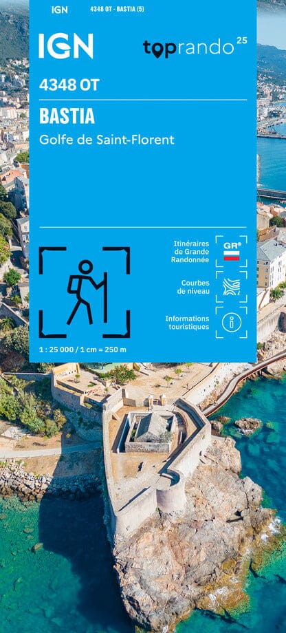 Carte de randonnée IGN TOP 25 n° 4348 OT - Bastia, Golfe de St-Florent (Corse) carte de randonnée IGN 