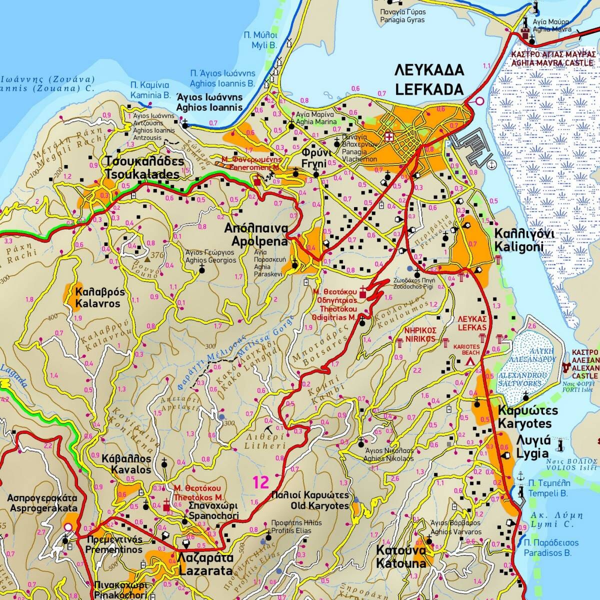 Carte de randonnée - Ile de Lefkada (Grèce) | Terrain Cartography carte de randonnée Terrain Cartography