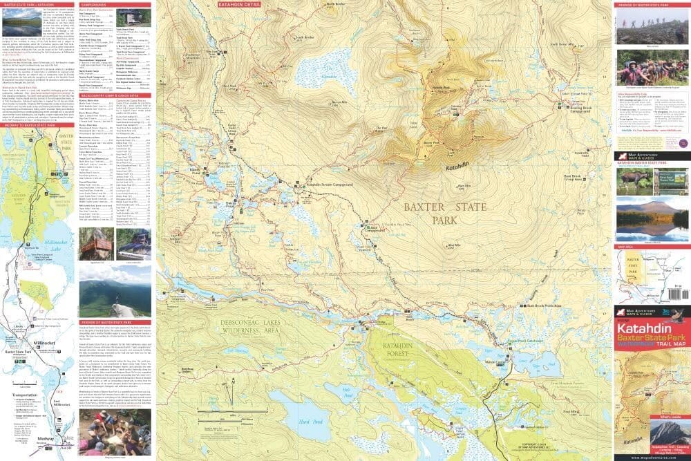 Carte de randonnée imperméable - Katahdin & parc d'État de Baxter | Map Adventures carte de randonnée Map Adventures 