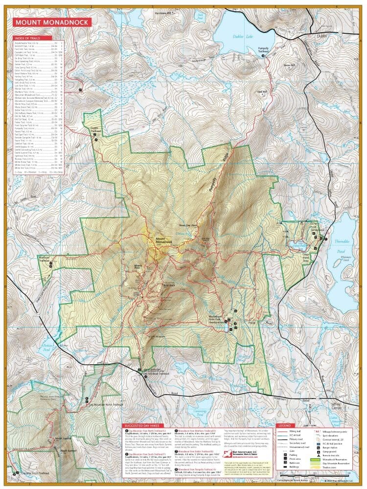 Carte de randonnée imperméable - Mount Monadnock (New Hampshire) | Map Adventures carte de randonnée Map Adventures 