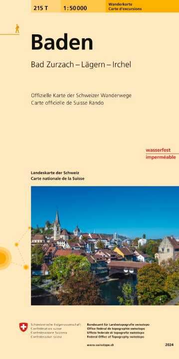 Hiking map No. 215T - Baden (Switzerland) | SwissTopo - Excursions to ...