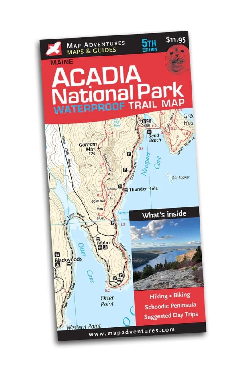 Carte de randonnée imperméable – Parc national d’Acadia (avec Schoodic et Mount Desert Island) | Map Adventures carte de randonnée Map Adventures 