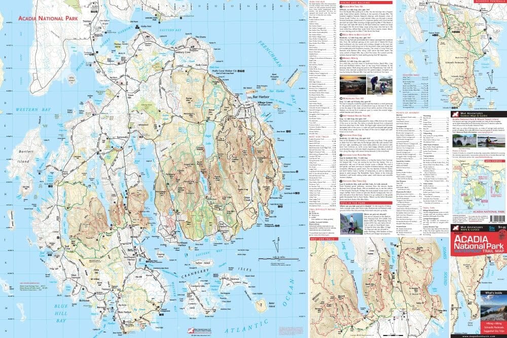Carte de randonnée imperméable – Parc national d’Acadia (avec Schoodic et Mount Desert Island) | Map Adventures carte de randonnée Map Adventures 