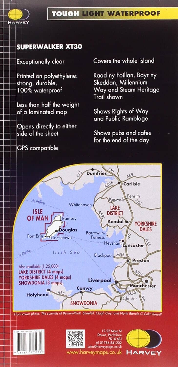 Carte de randonnée - Isle of Man XT30 | Harvey Maps - Superwalker maps carte de randonnée Harvey Maps